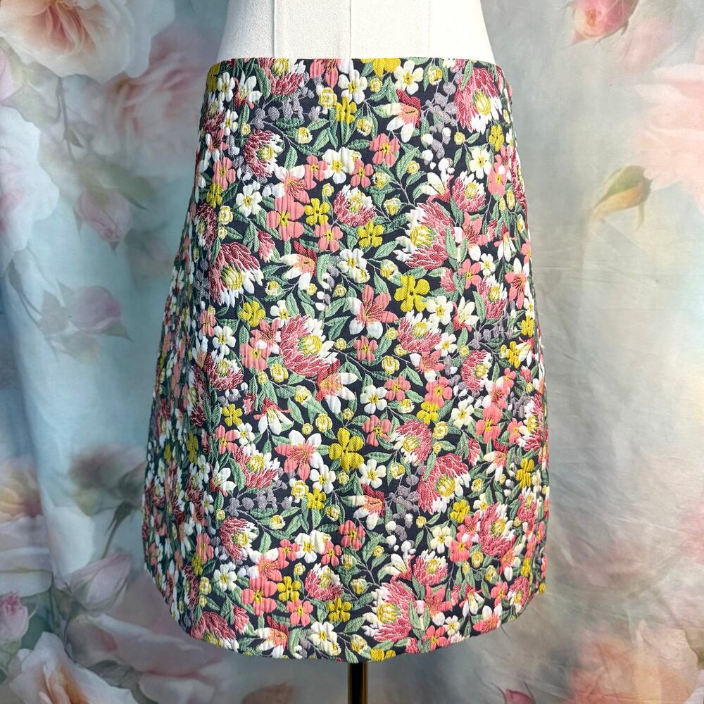 NWOT Loft Floral Jacquard Tapestry A-Line Lined Mini Skirt